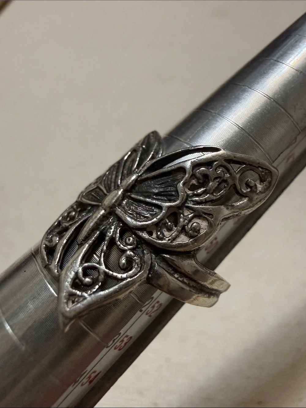 Sterling Silver 925 Intricate Butterfly Filigree Ring size 6.5